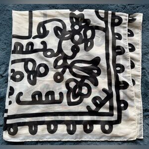 Black and White Patterned Scarf